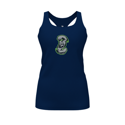 [FT0TRBNV-FYS-LOGO1] Decker Racerback Tank Top (Female Youth S, Navy, Logo 1)