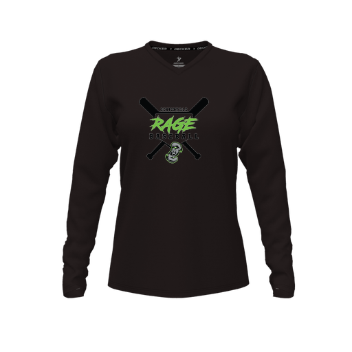 [CUS-DFW-TEES-CMF-VNK-LSL-BLK-FYXS-LOGO2] Decker Comfort T-Shirt (Female Youth XS, Black, V Neck, Logo 2, Long Sleeve)