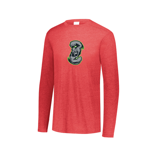 [FTLCUBRD-AXS-LOGO1] Decker Men's Tri-Blend T-Shirt - Long Sleeve (Adult XS, Red, Logo 1)