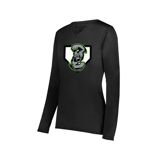 [222824.080.S-LOGO3] Ladies LS Smooth Sport Shirt (Female Adult S, Black, Logo 3)