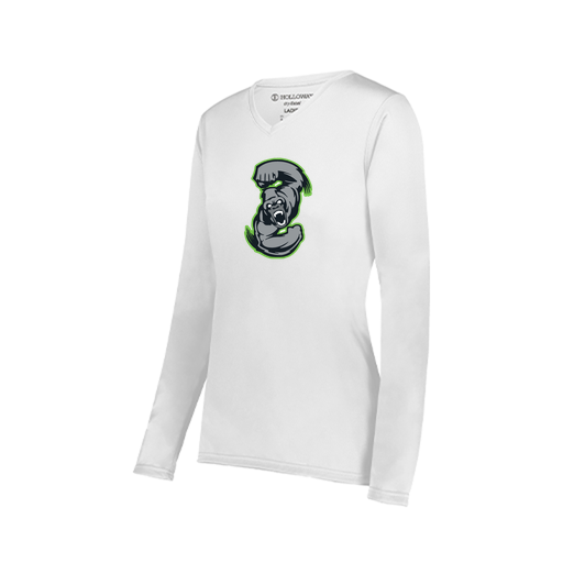 [222824.005.S-LOGO1] Ladies LS Smooth Sport Shirt (Female Adult S, White, Logo 1)