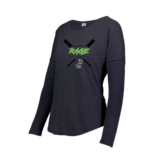 [FTLCUBNV-FAXS-LOGO2] Decker Women's Tri-Blend T-Shirt - Long Sleeve (Female Adult XS, Navy, Logo 2)