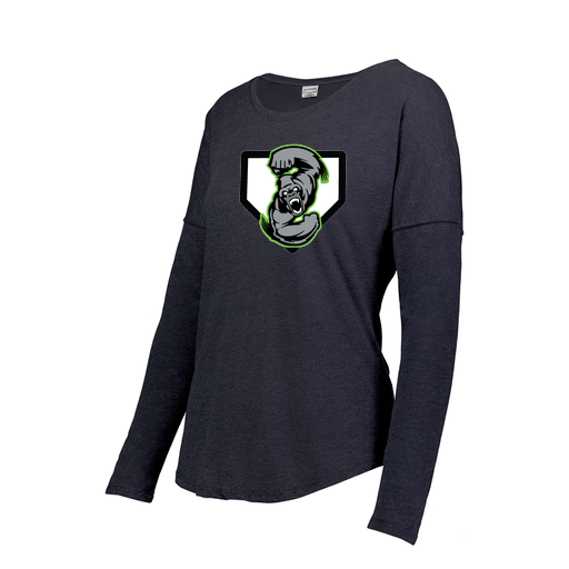 [3077.72N.XS-LOGO3] Ladies LS Ultra-blend T-Shirt (Female Adult XS, Navy, Logo 3)