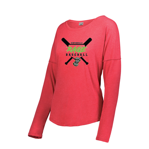 [FTLCUBRD-FAXS-LOGO2] Decker Women's Tri-Blend T-Shirt - Long Sleeve (Female Adult XS, Red, Logo 2)